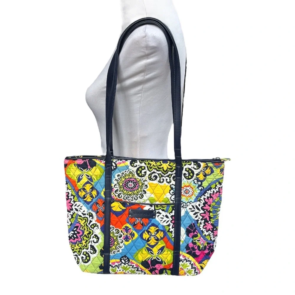 Vera Bradley Tote Bag in Rio Blue Green Orange Yellow Pink